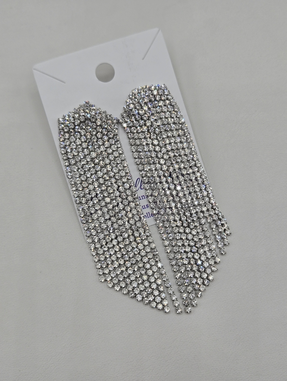 Swarovski Crystal Elements Silver Fringe Drop Statement Earrings 3 Inch Formal